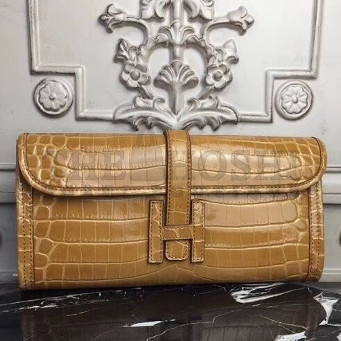 H**me5 Jige Elan 29 Clutch In Camarel Crocodile Leather Master Quality