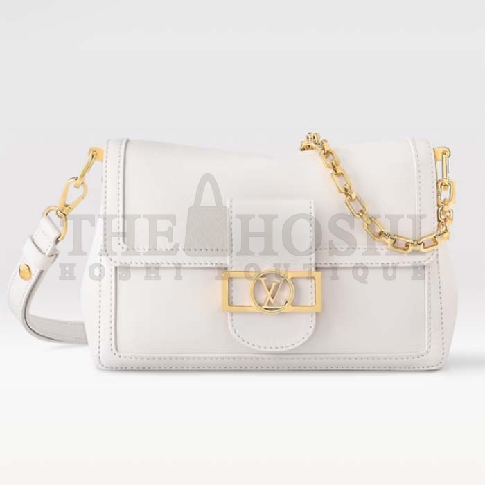 L0vis Vvtt0n LV Women Dauphine Soft MM Handbag White Calfskin Leather M25050 Master Quality