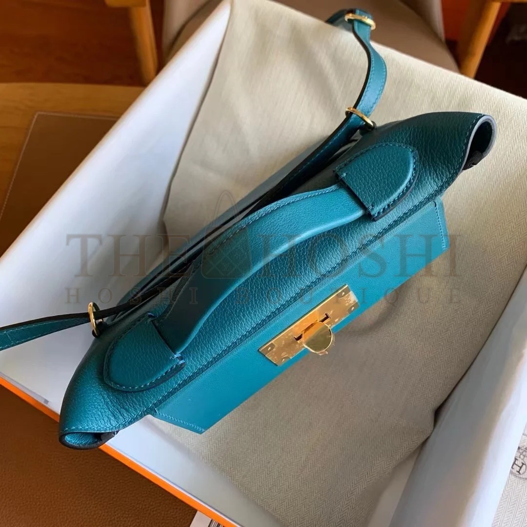 H**me5 24/24 Mini 21 Handmade Bag in Vert Bosphore Evercolor Leather Master Quality