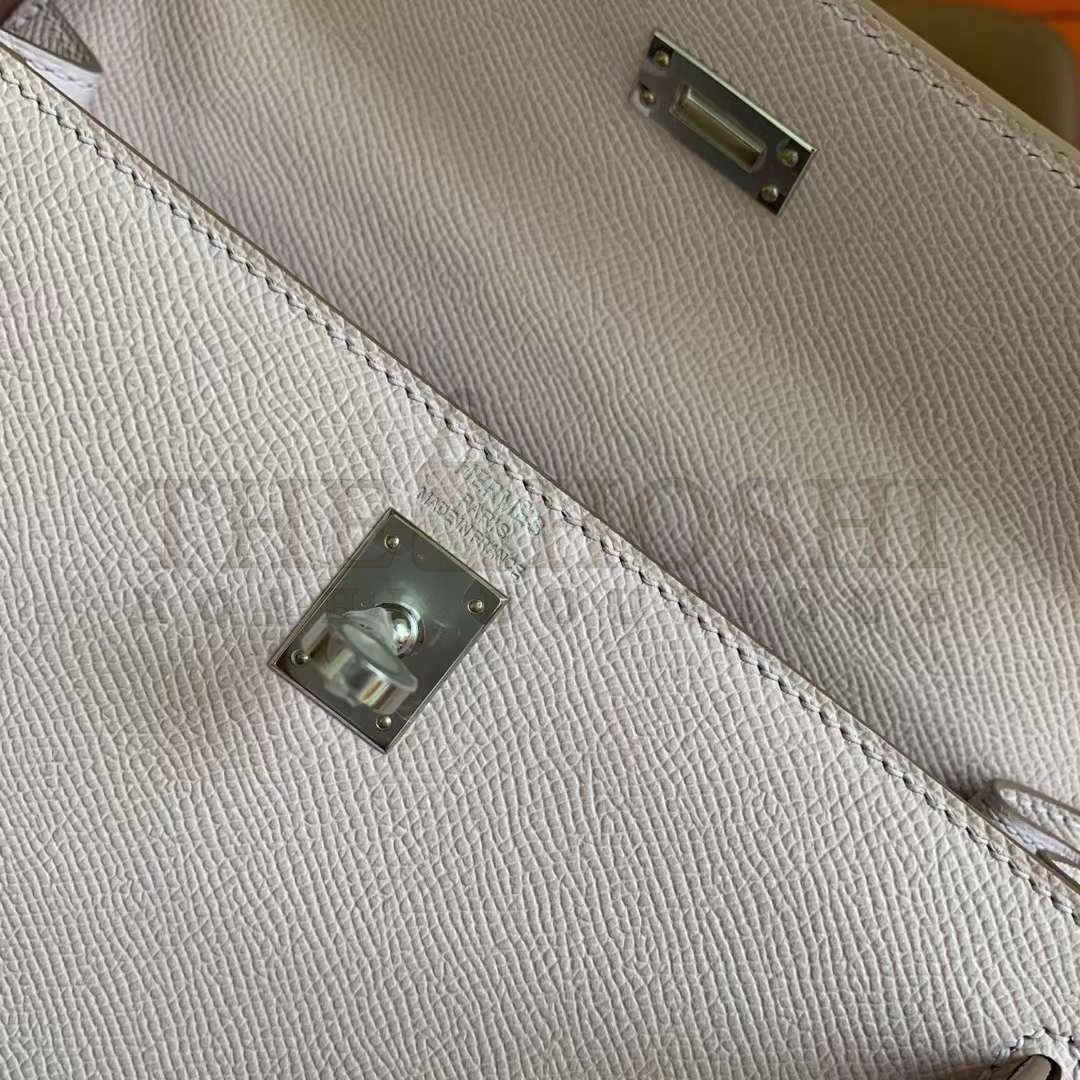 H**me5 Kelly Sellier 25 Handmade Bag In Mauve Pale Epsom Calfskin Master Quality