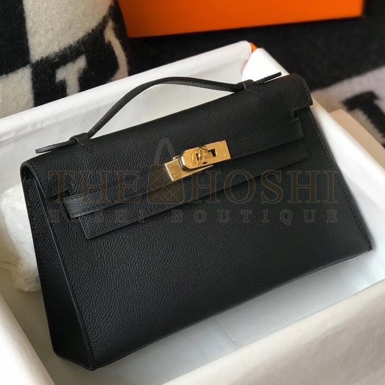 H**me5 Kelly Pochette Bag In Black Epsom Leather Master Quality
