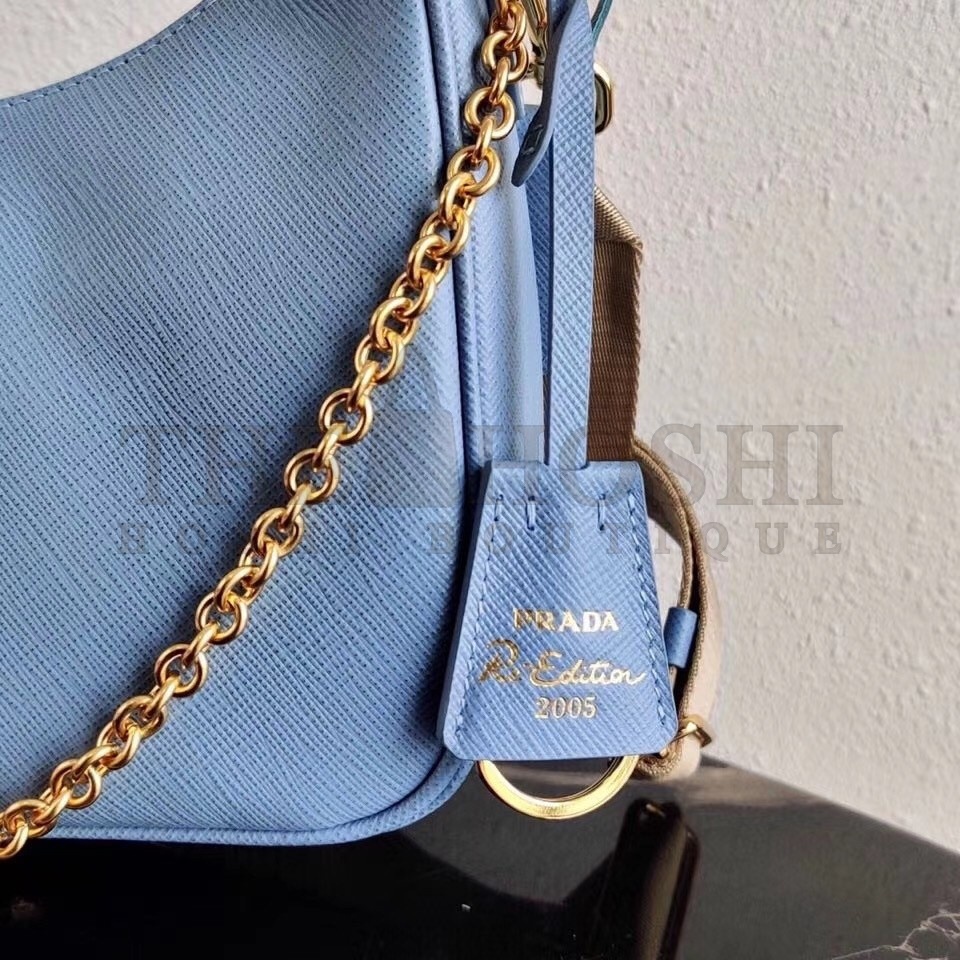 Pra*a Re-Edition 2005 Shoulder Bag In Blue Saffiano Leather Master Quality
