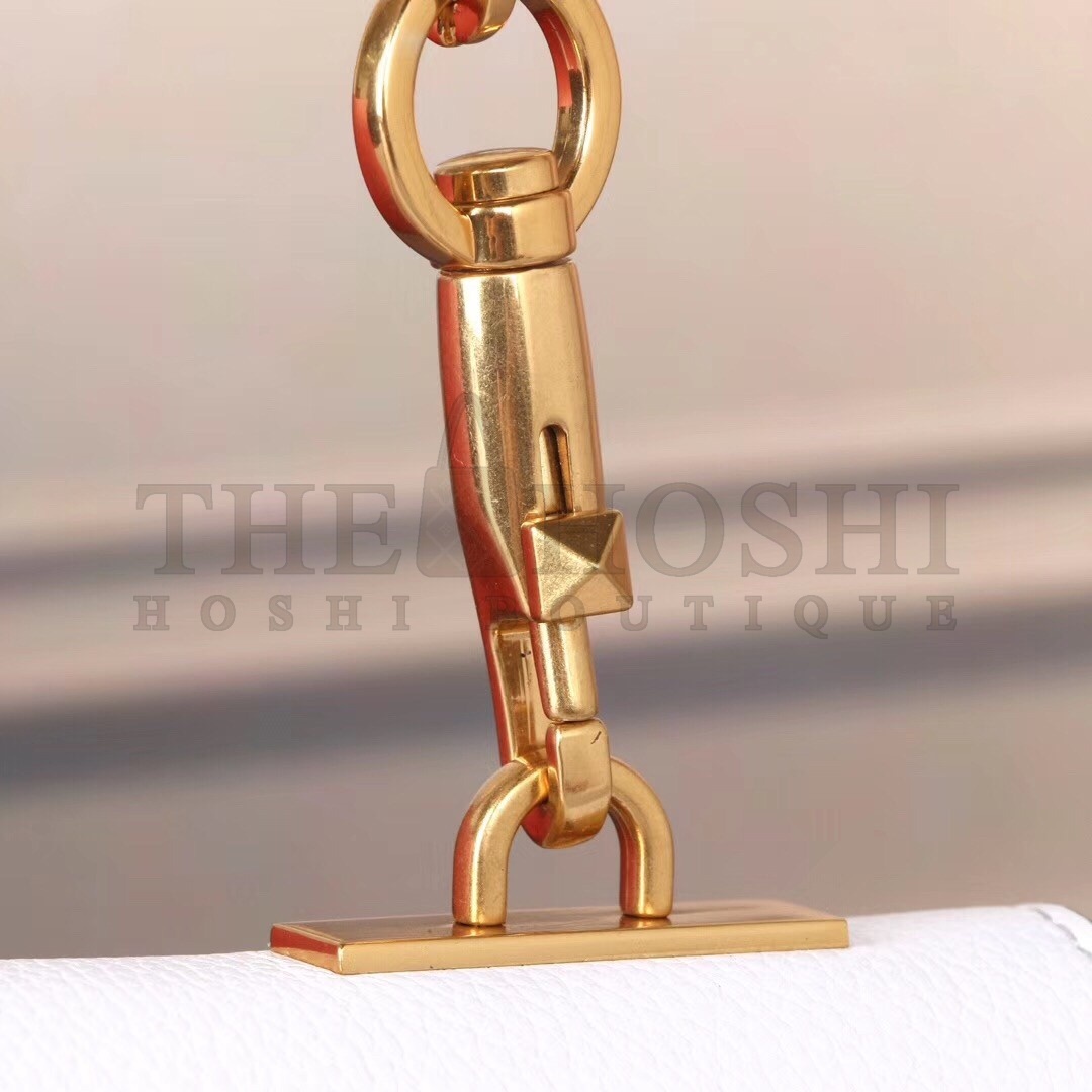 Va1e*ntin0 Medium VRing Chain Bag In White Grainy Calfskin Master Quality