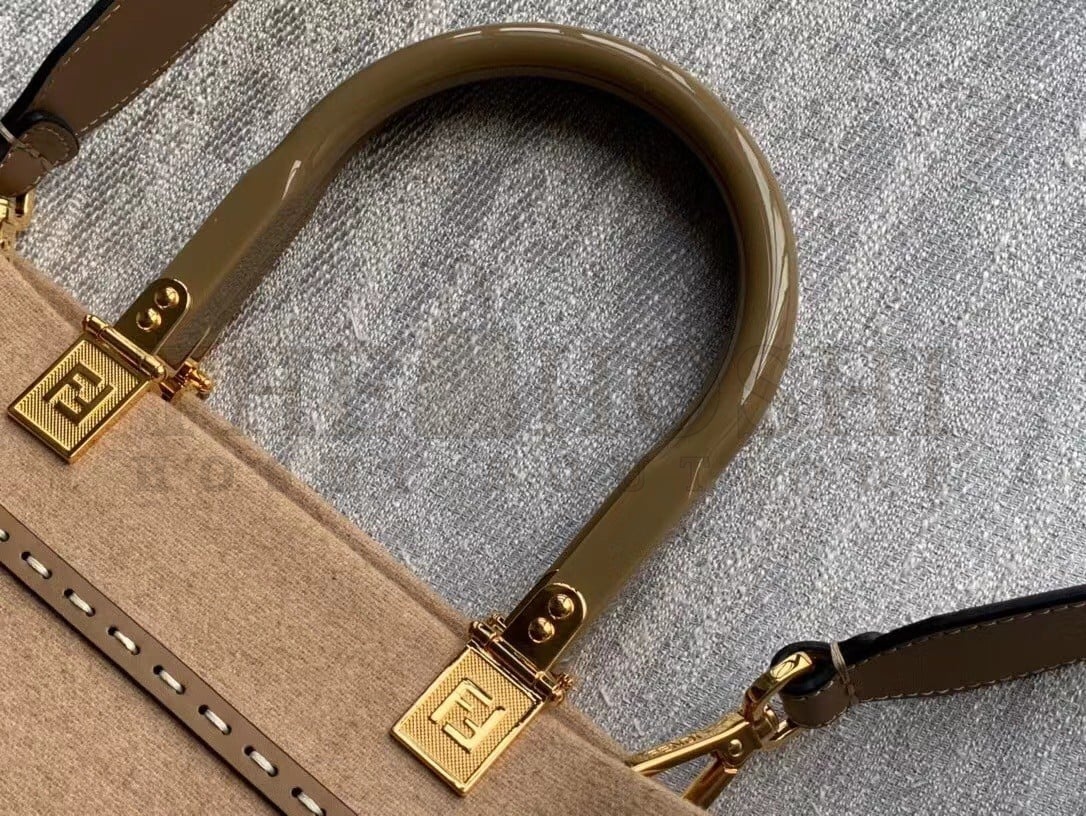 F**di Sunshine Medium Tote Bag In Brown Flannel Master Quality