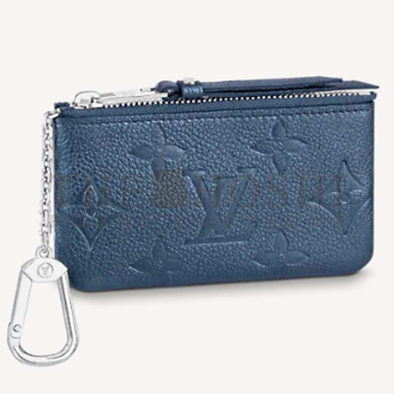 L0vis Vvtt0n LV Women Key Pouch Navy Nacre Embossed Grained Cowhide Leather Master Quality