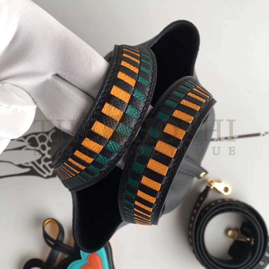 H**me5 Black Picotin Lock 18cm Bag With Braided Handles Master Quality