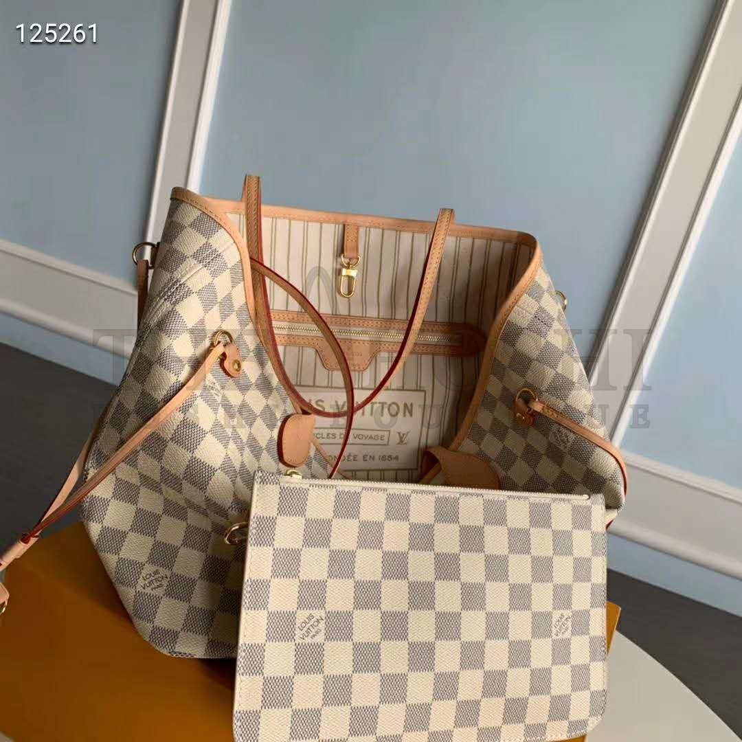 L0vis Vvtt0n LV Women Neverfull GM Tote Damier Azur Canvas Master Quality