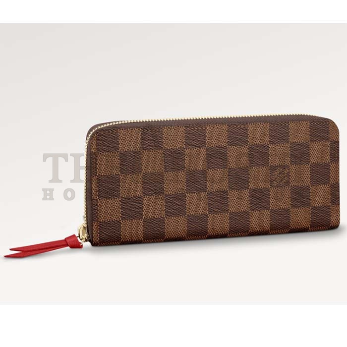L0vis Vvtt0n LV Unisex Clémence Wallet Brown Red Damier Ebene Coated Canvas Master Quality