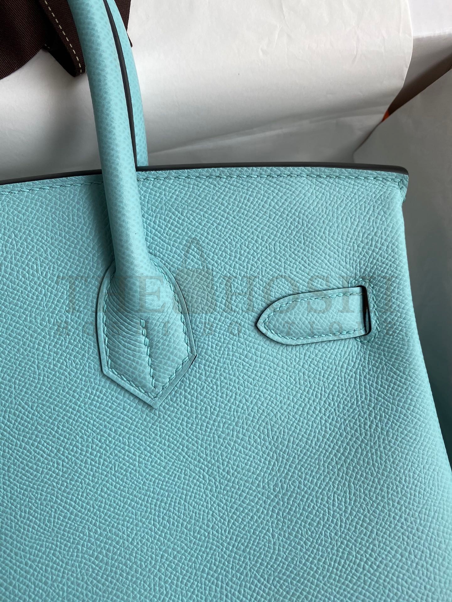 H**me5 Birkin 30 Retourne Handmade Bag In Blue Atoll Epsom Calfskin Master Quality