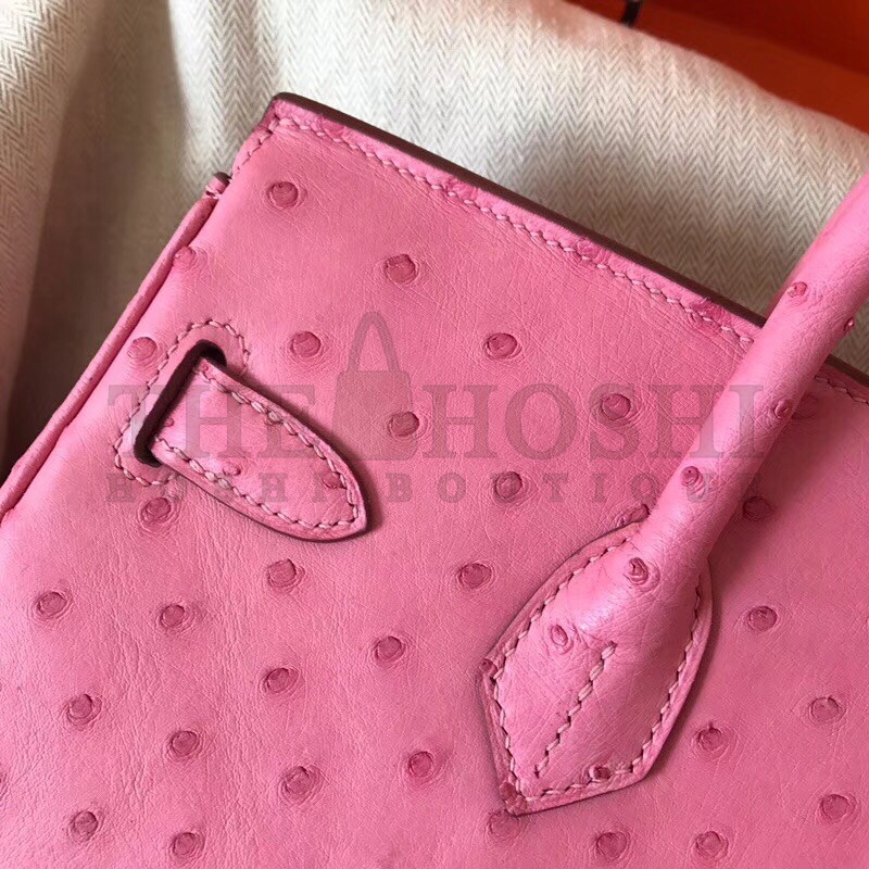 H**me5 Pink Birkin 30cm Ostrich Handmade Bag Master Quality