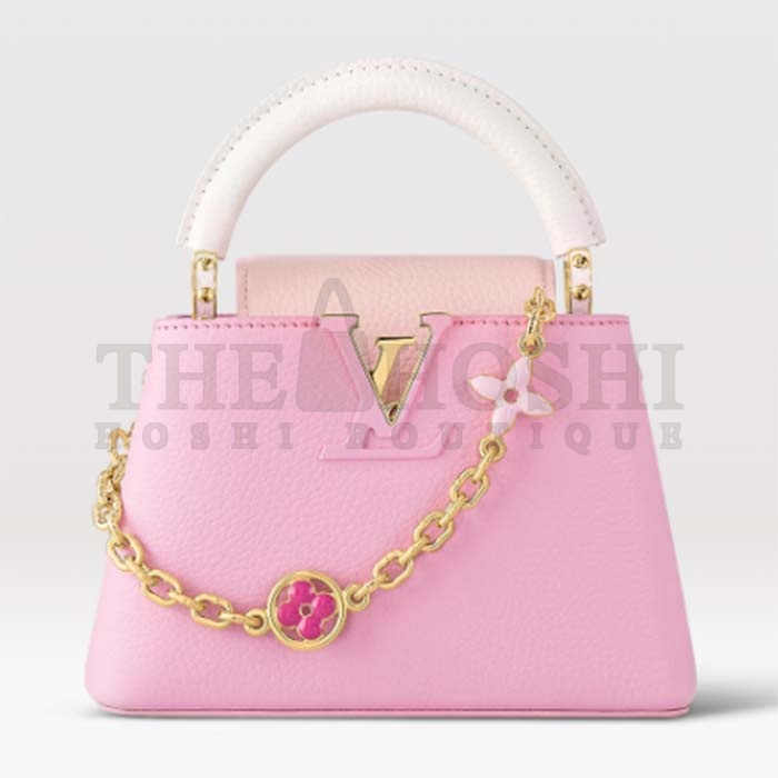 L0vis Vvtt0n LV Women Capucines Mini Handbag Rose Chamallow Pink Taurillon Leather Master Quality