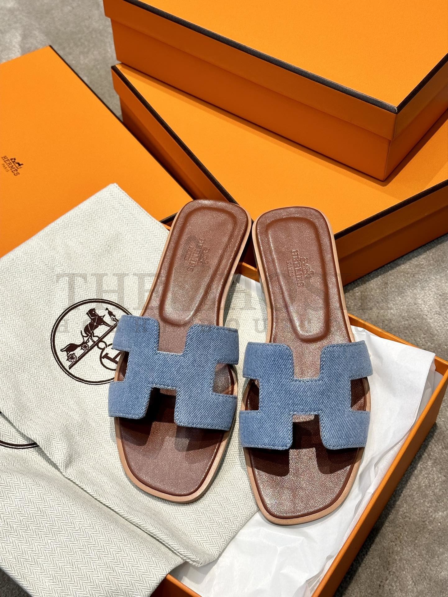 H**me5 Oran Sandal Slippers Real Leather denim Master Quality