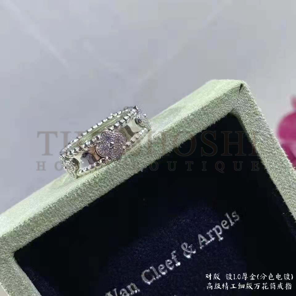 V*n Cl**f Perlée Ring Replica, Rose Gold & White Gold Master Quality