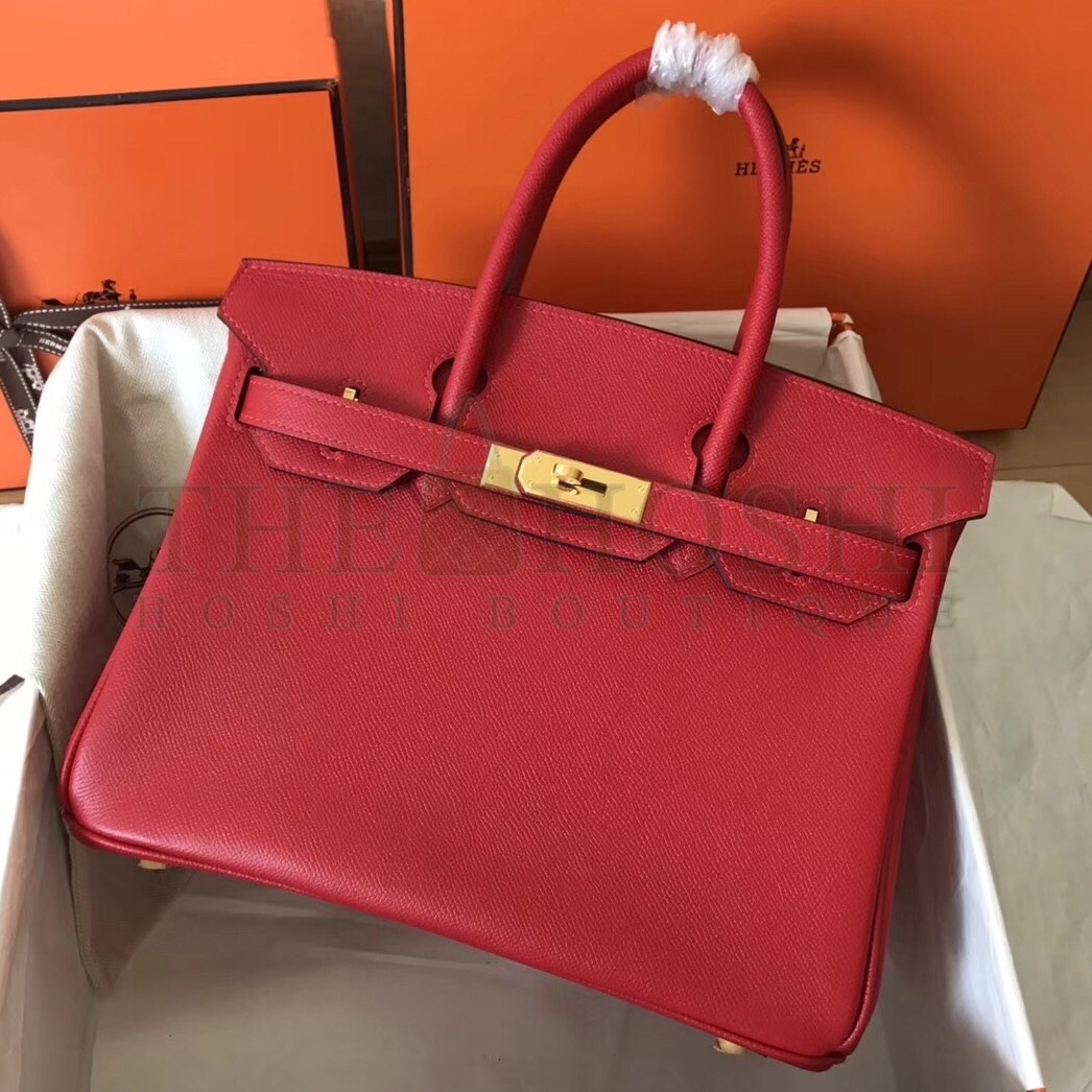 H**me5 Red Birkin 30cm Epsom Handmade Bag Master Quality