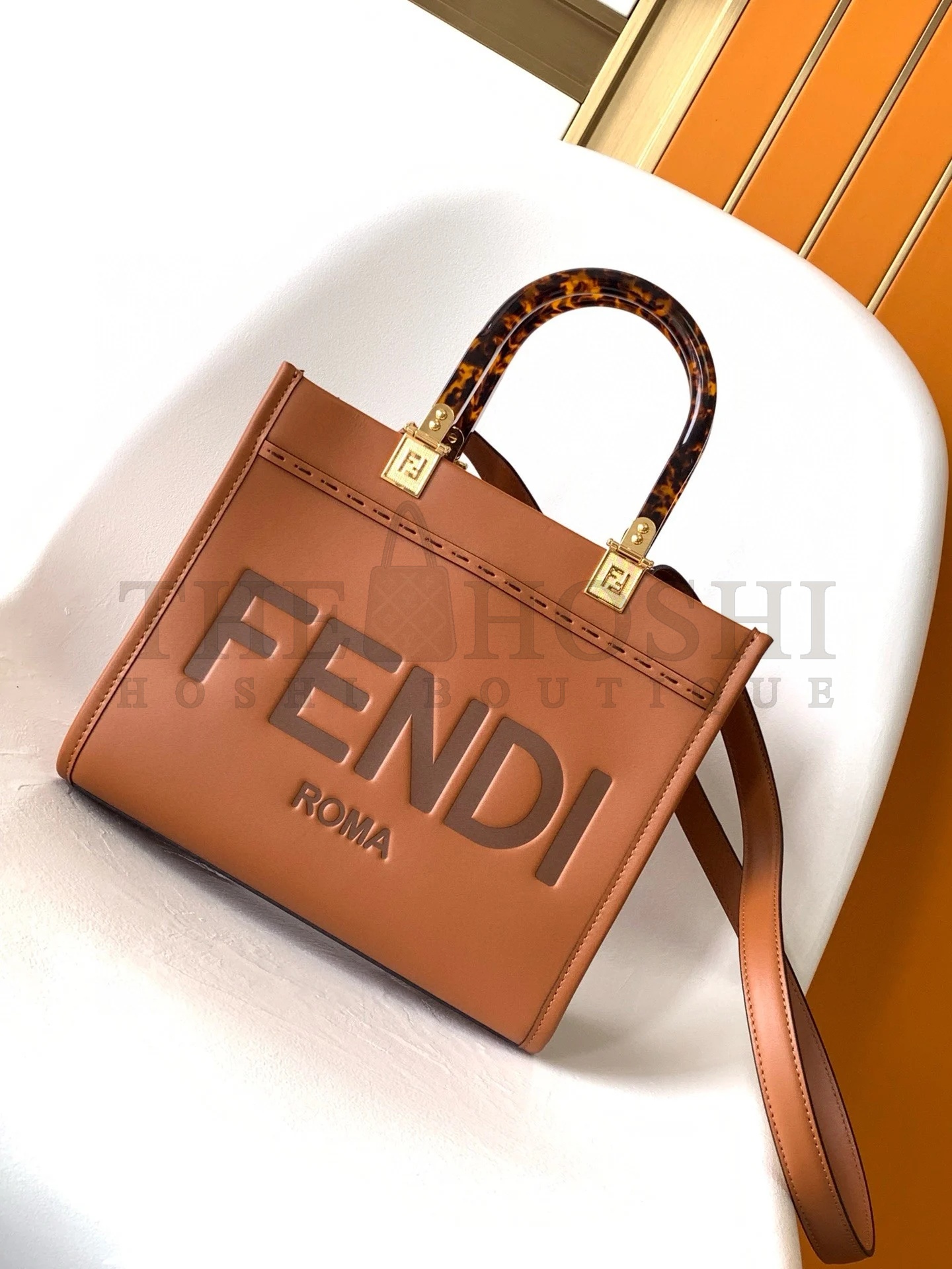 F**di Sunshine Small Tote Bag In Brown Calfskin Master Quality