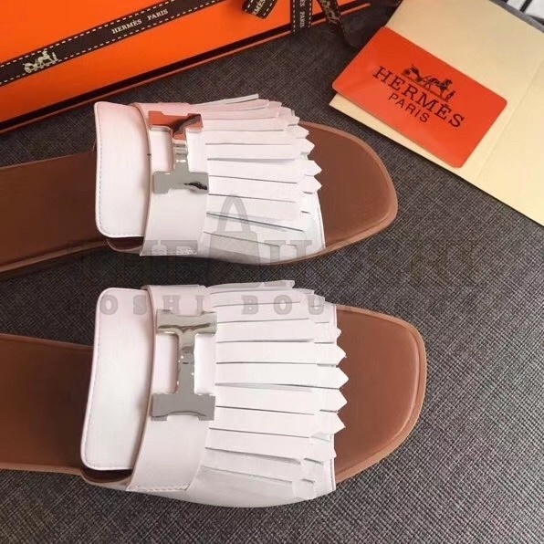 H**me5 Auteuil Sandals In White Calfskin Master Quality