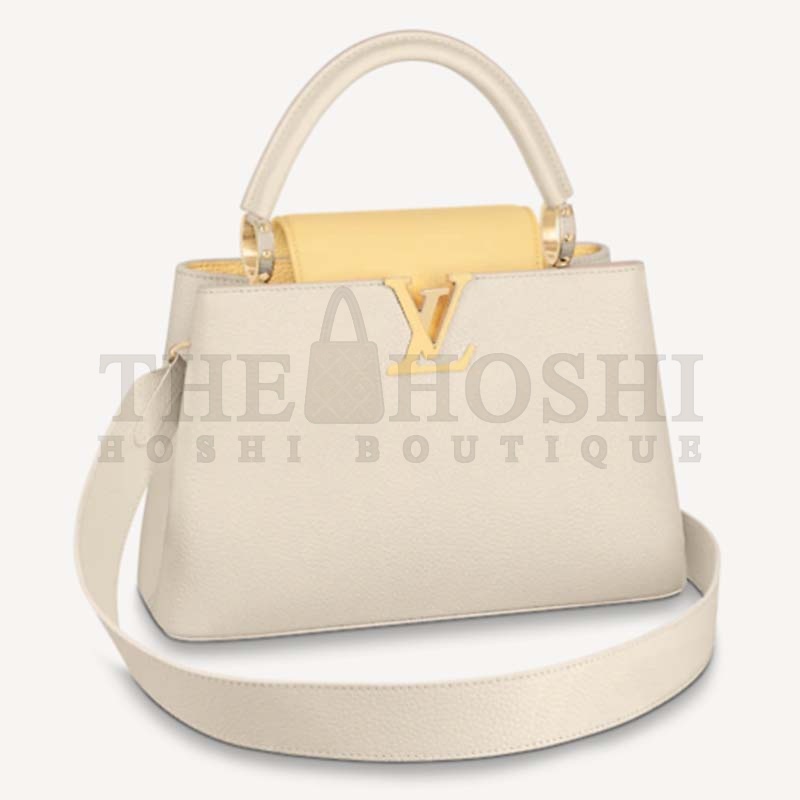 L0vis Vvtt0n LV Women Capucines MM Handbag Yellow Beige Taurillon Leather Canvas Master Quality