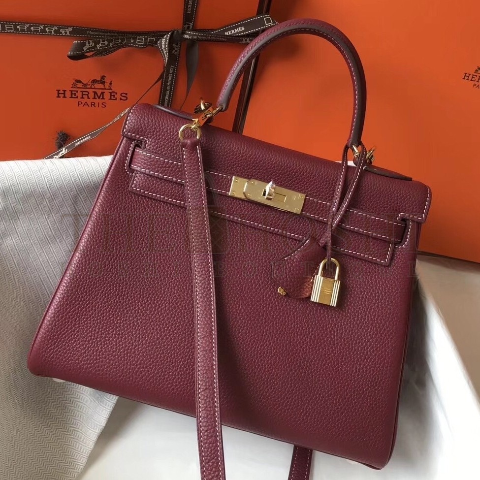 H**me5 Bordeaux Clemence Kelly 28cm Bag Master Quality