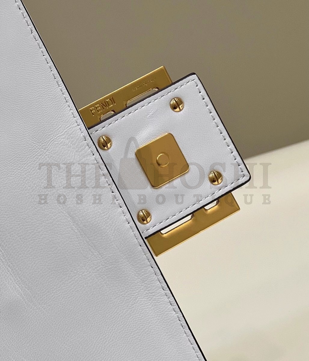 F**di Large Baguette Bag In White FF Nappa Leather Master Quality