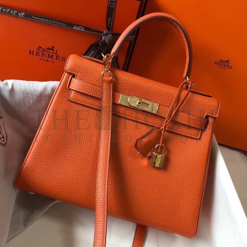 H**me5 Orange Clemence Kelly 25cm GHW Bag Master Quality