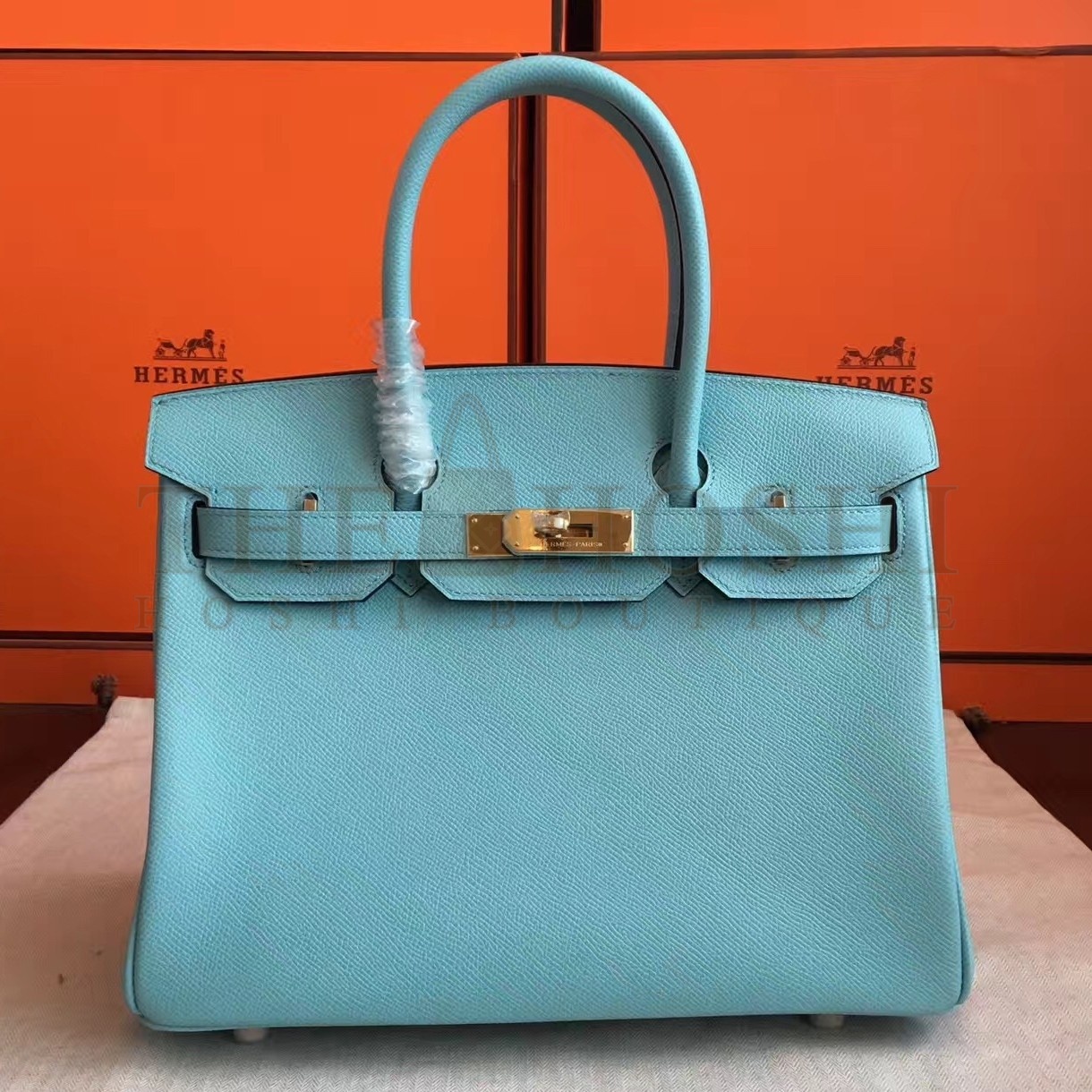 H**me5 Blue Atoll Birkin 25cm Epsom Handmade Bag Master Quality
