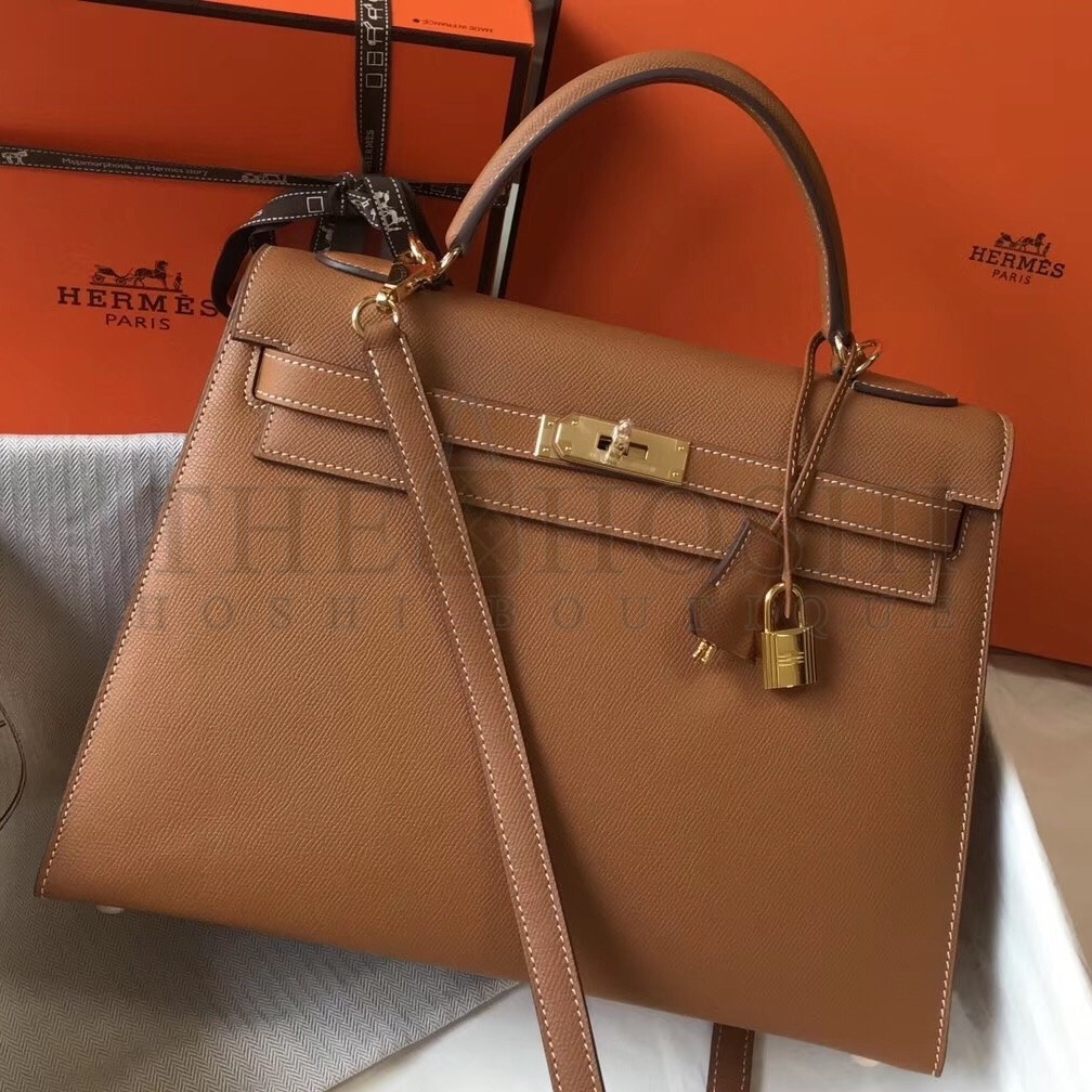 H**me5 Brown Epsom Kelly 32cm Sellier Bag Master Quality