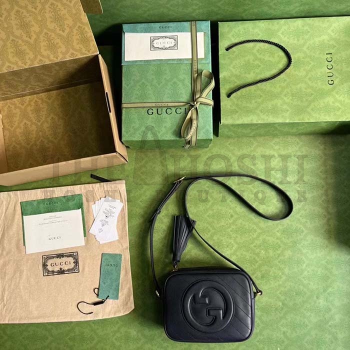 Gvc*1 Women GG Blondie Small Shoulder Bag Blue Navy Leather Round Interlocking G Master Quality