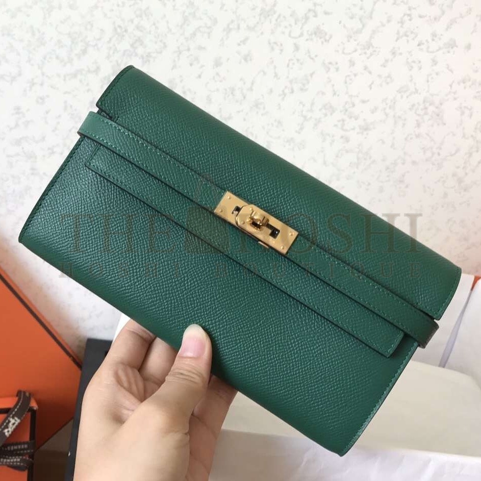 H**me5 Kelly Classic Long Wallet In Malachite Epsom Leather Master Quality