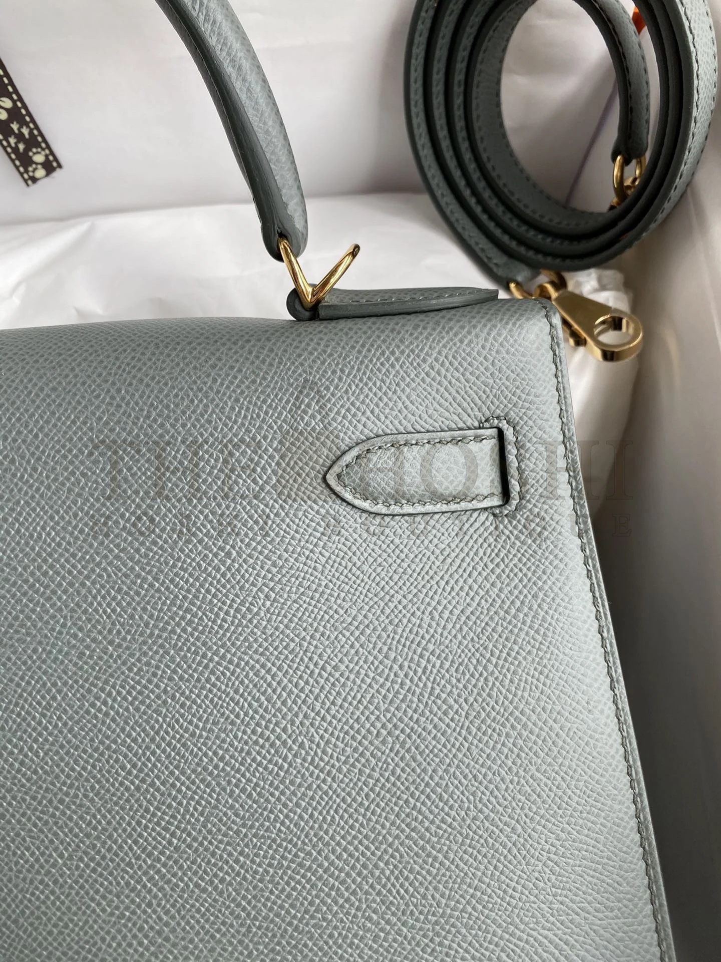 H**me5 Kelly Sellier 28 Handmade Bag In Vert Amande Epsom Calfskin Master Quality