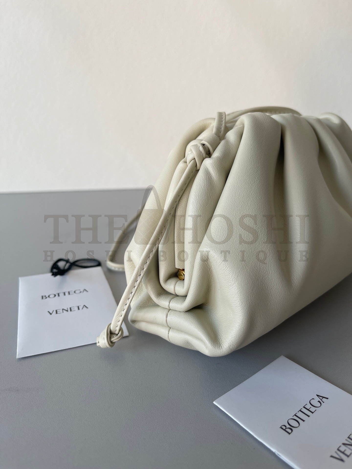 B0tt*ga Ven*ta Mini Pouch with Strap in Ivory Calfskin Master Quality