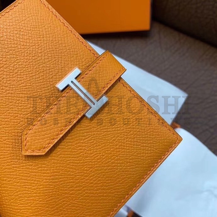 H**me5 Bearn Compact Wallet In Orange Epsom Leather Master Quality