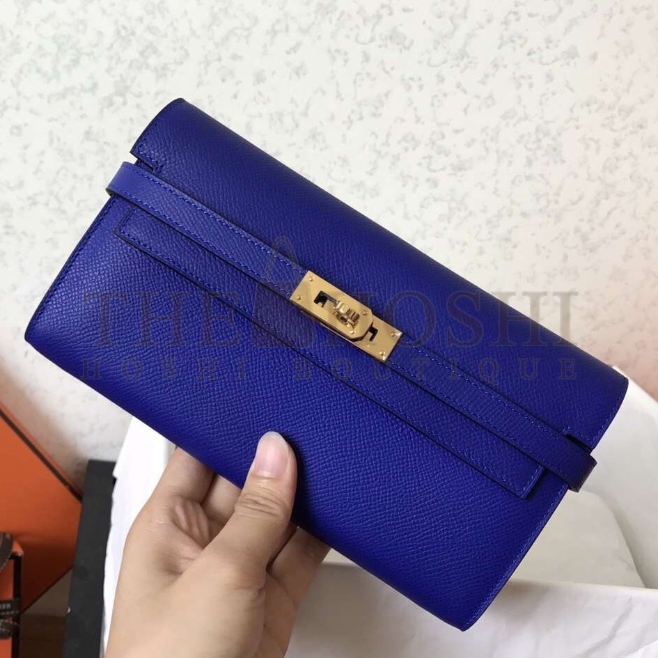 H**me5 Kelly Classic Long Wallet In Blue Electric Epsom Leather Master Quality