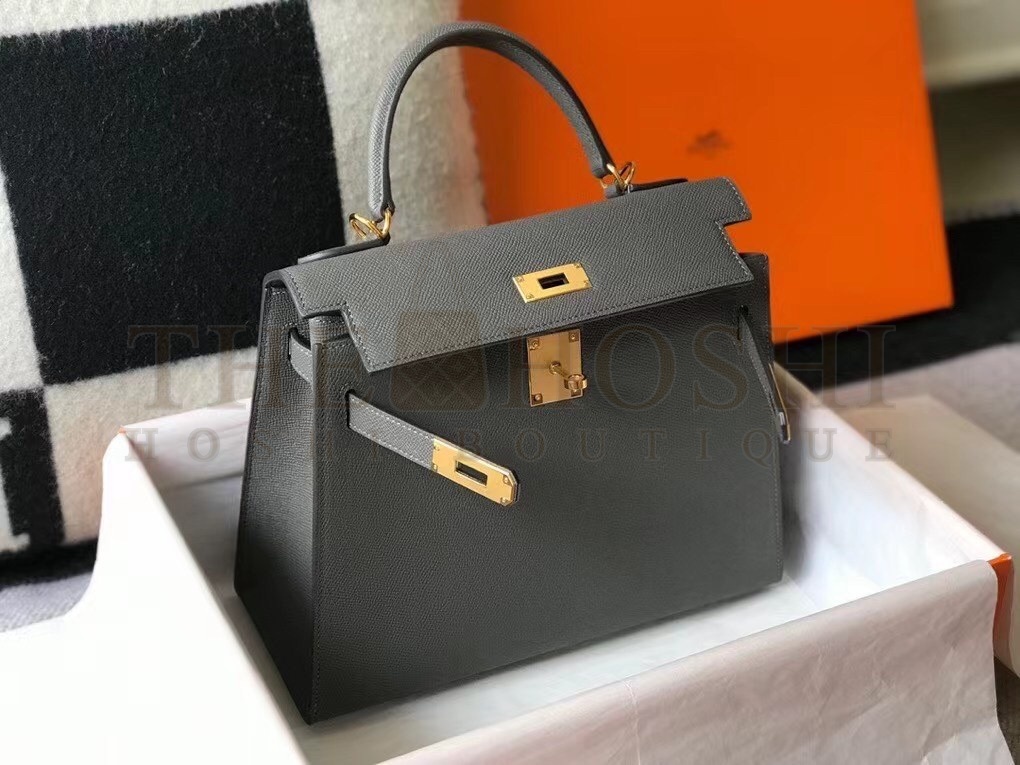 H**me5 Kelly 28cm Sellier Bag In Ardoise Epsom Leather Master Quality