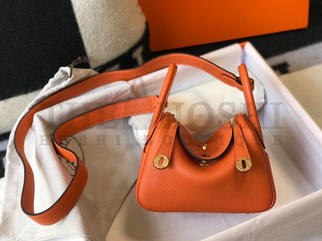 H**me5 Lindy Mini Bag In Orange Clemence Leather GHW Master Quality