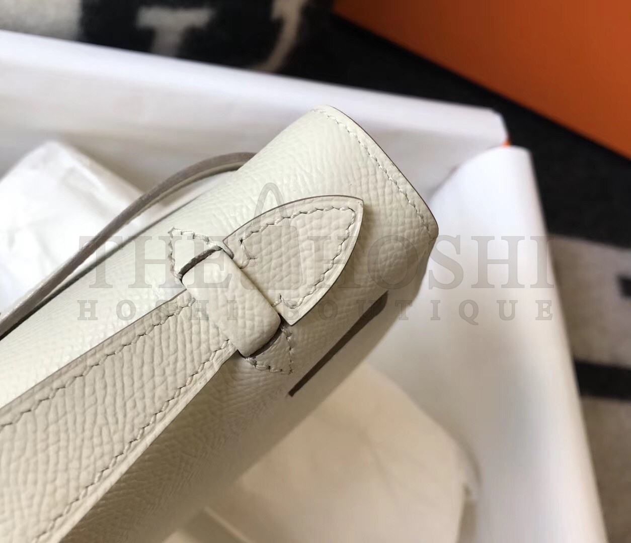 H**me5 Kelly Pochette Bag In White Epsom Leather Master Quality