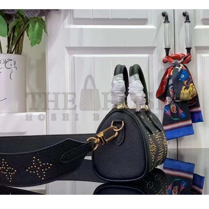 L0vis Vvtt0n LV Women Nano Speedy Bag Black Monogram Empreinte Grained Cowhide Leather Master Quality