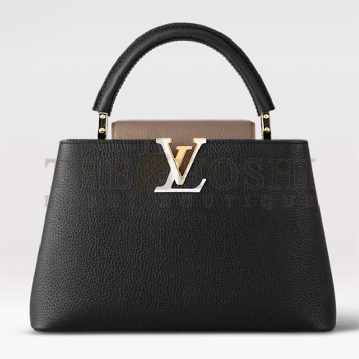 L0vis Vvtt0n LV Women Capucines MM Handbag Black Fusain Cognac Taurillon Cowhide Leather Master Quality