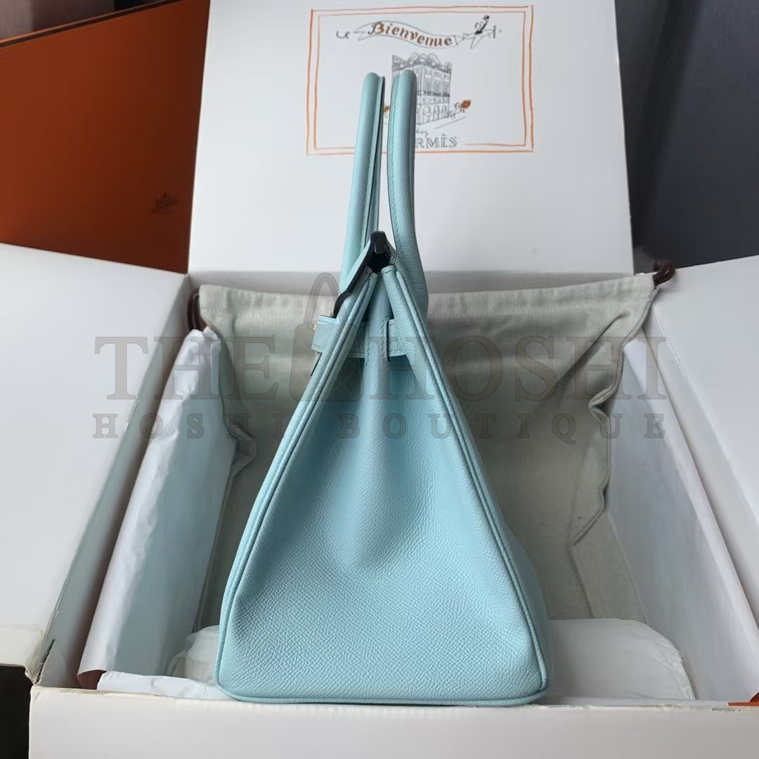 H**me5 Birkin 35 Retourne Handmade Bag In Blue Atoll Epsom Calfskin Master Quality