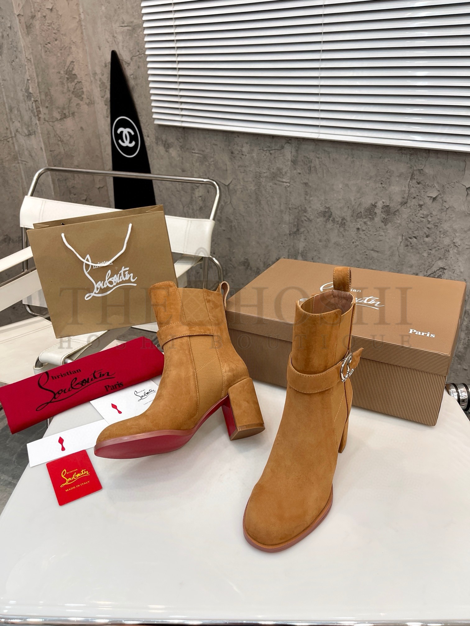 Chr1st1an Louboutin CL Chelsea Ankle Boots 70MM in Brown Suede Master Quality