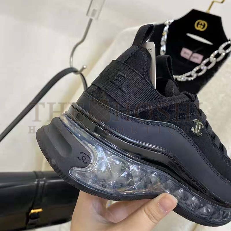 Ch**el Women Sneakers Suede Calfskin Velvet &amp; Grosgrain Black Master Quality