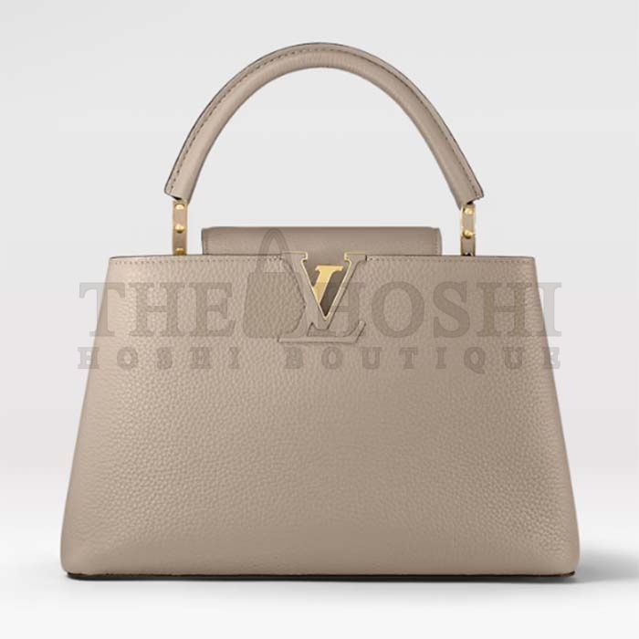L0vis Vvtt0n LV Women Capucines MM Handbag Galet Gray Taurillon Cowhide Leather Master Quality