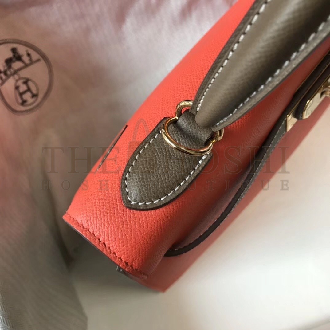 H**me5 Bi-color Kelly 32cm Epsom Bag Piment/Taupe GHW Master Quality