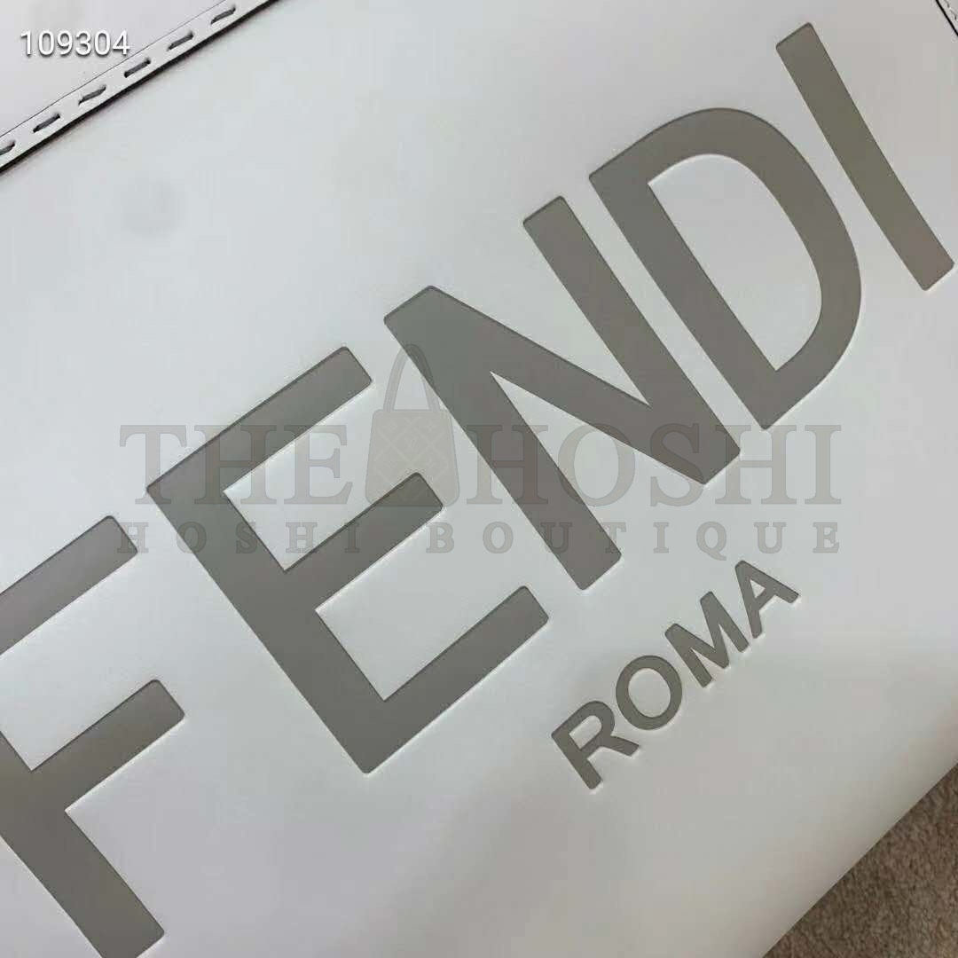F**di Women Sunshine Shopper Bag White Leather “F**di ROMA” Master Quality