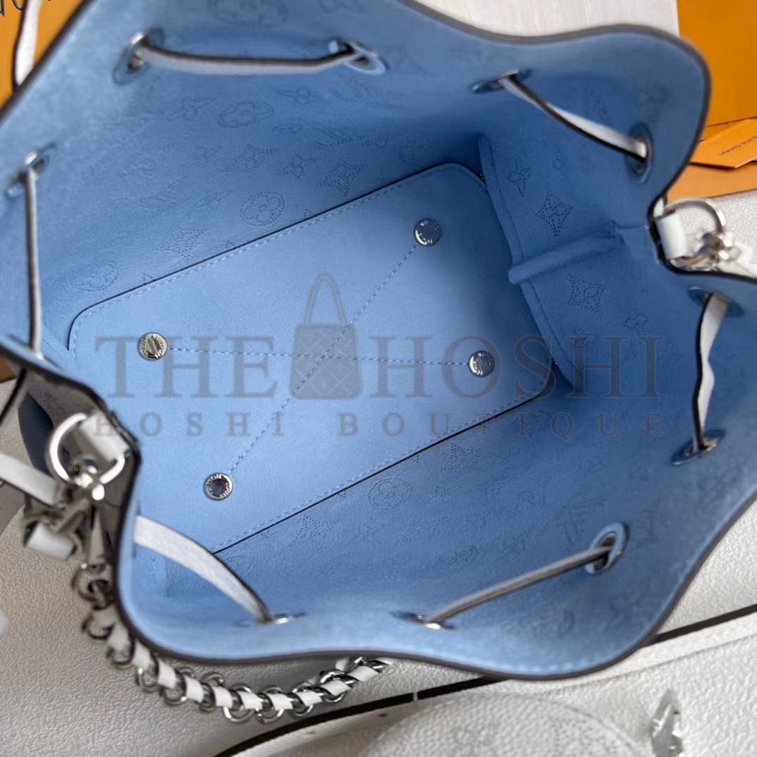 L0vis Vvtt0n LV Women Bella Bucket Bag Gradient Blue Mahina Perforated Calf Leather Master Quality