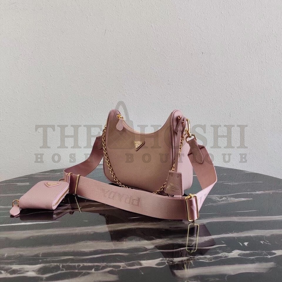 Pra*a Re-Edition 2005 Shoulder Bag In Pink Saffiano Leather Master Quality