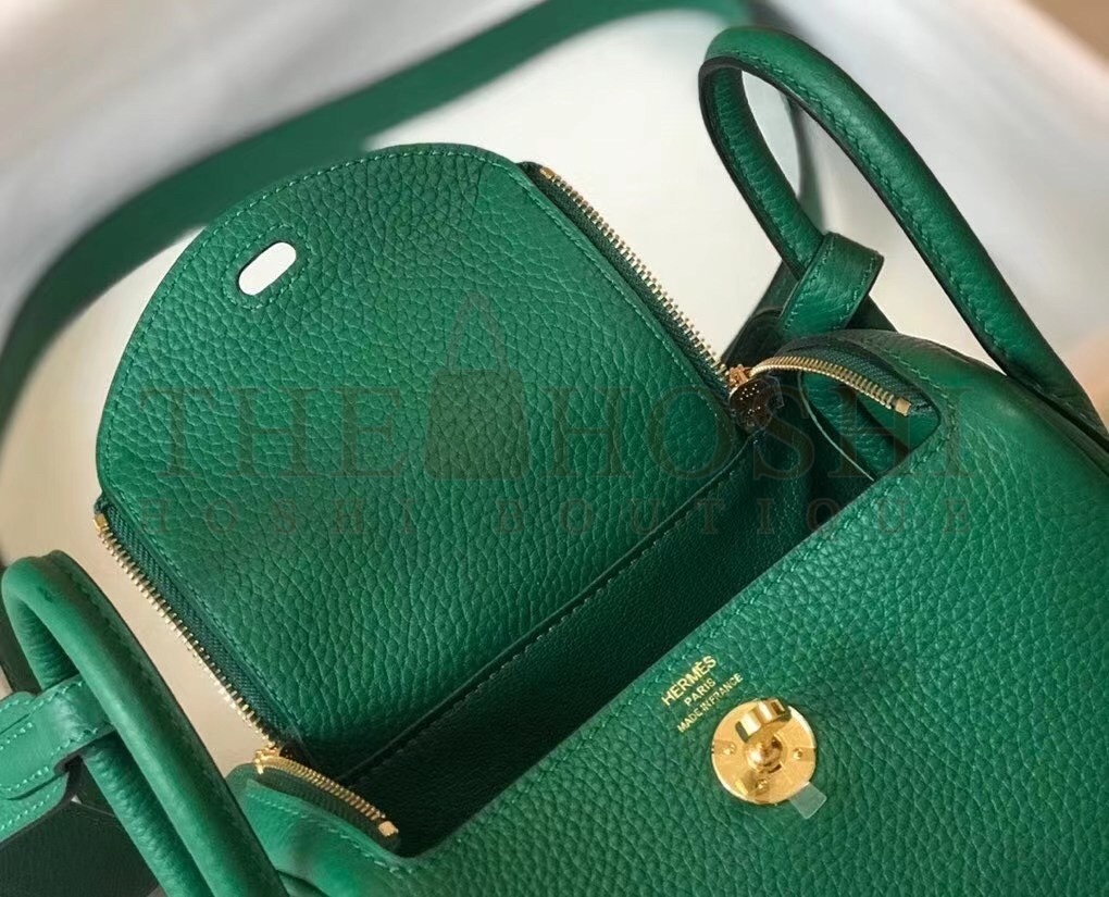 H**me5 Mini Lindy Bag In Green Clemence Leather Master Quality