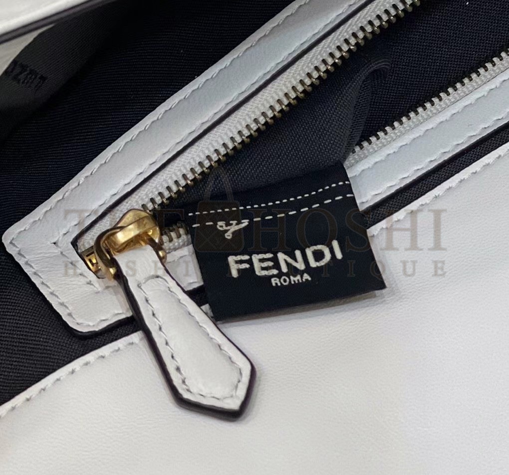 F**di Large Baguette Bag In White FF Nappa Leather Master Quality