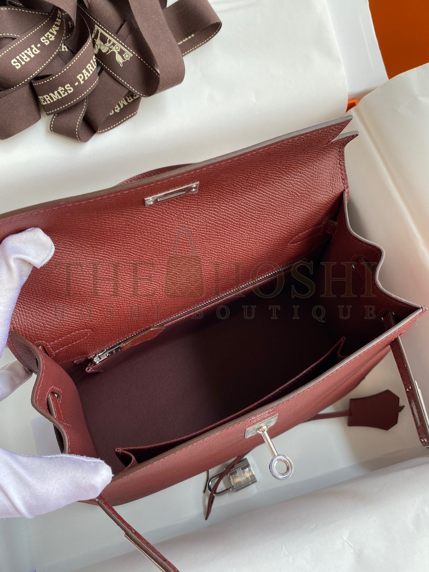H**me5 Epsom Kelly 25cm Sellier Handmade Bordeaux Baga Master Quality