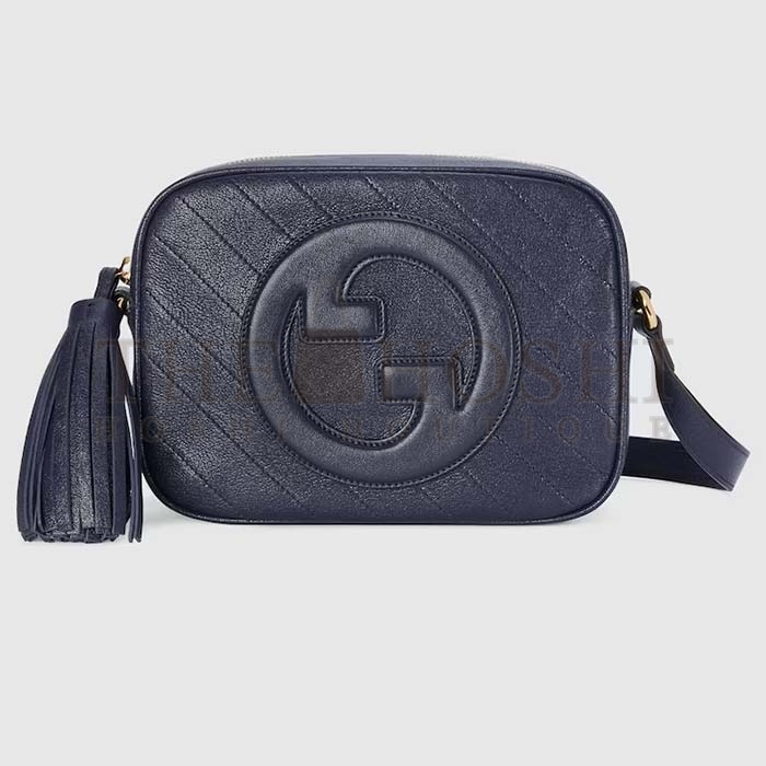 Gvc*1 Women GG Blondie Small Shoulder Bag Blue Navy Leather Round Interlocking G Master Quality
