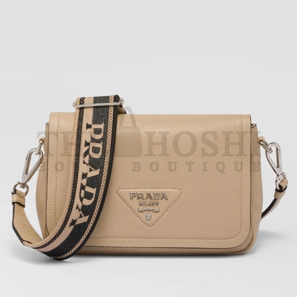 Pra*a Flap Shoulder Bag in Sand Grained Leather Master Quality